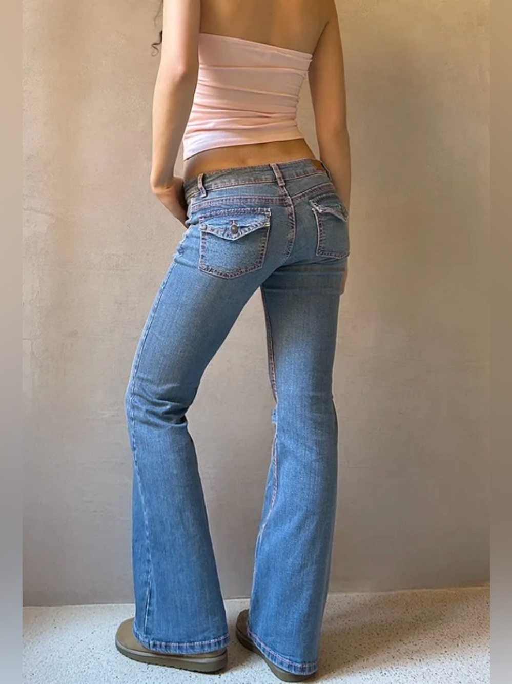 Subdued Women’s Light Blue Flared Jeans - Classic Low-Rise Fit Sz 44
